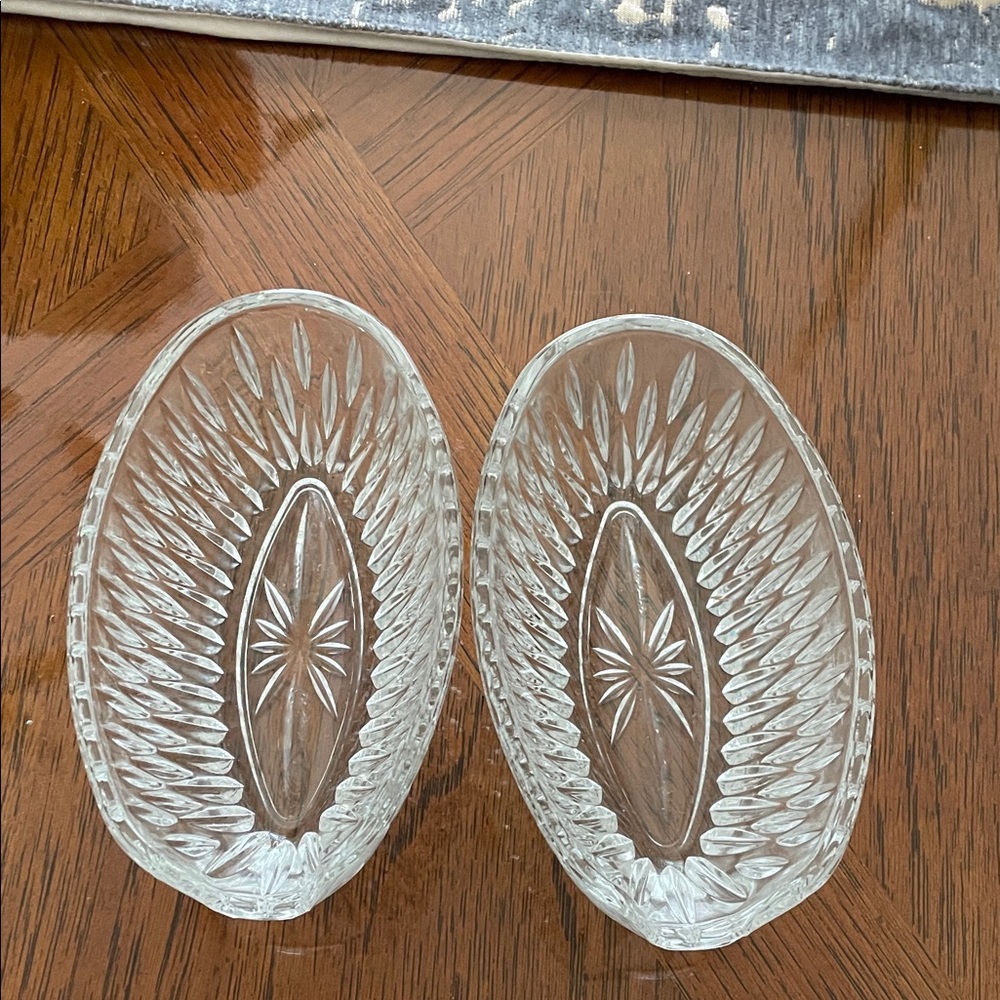 Vintage Elegant Clear Glass Oval Dishes